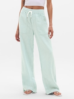 Retreat Linen High Rise Wide Leg Pant - Blue - image 2