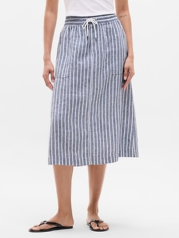 Retreat Linen Midi Skirt - Blue - image 3