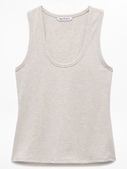 Athleta Signature Rib Scoop Tank - Brown (Toasted Brown Heather)