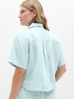 Retreat Linen Short Sleeve Shirt - Blue - image 3