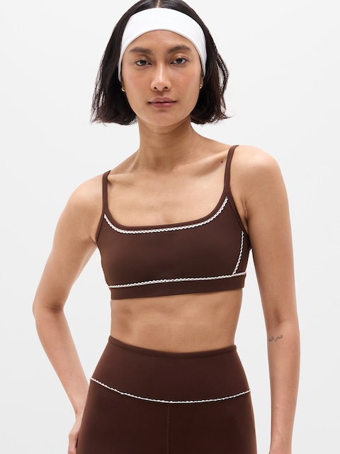Square Neck Picot Sports Bra A-C