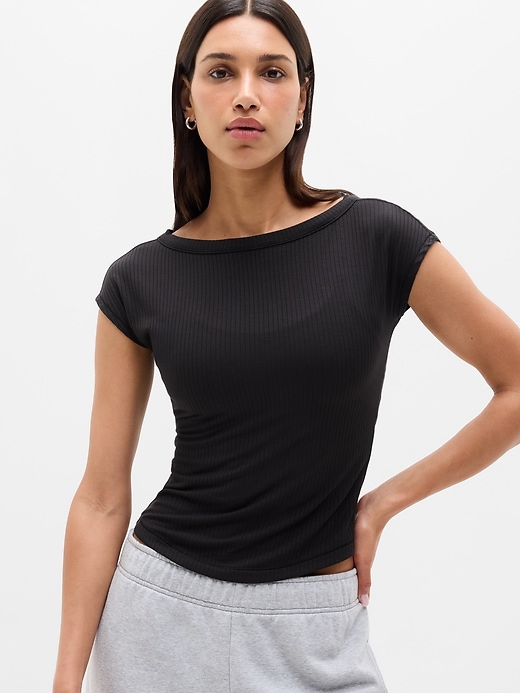 Image number 1 showing, Perfect Rib Boatneck Tee