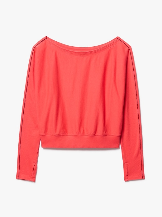 Image number 8 showing, Airy Cotton Terry Boatneck Picot Sweatshirt
