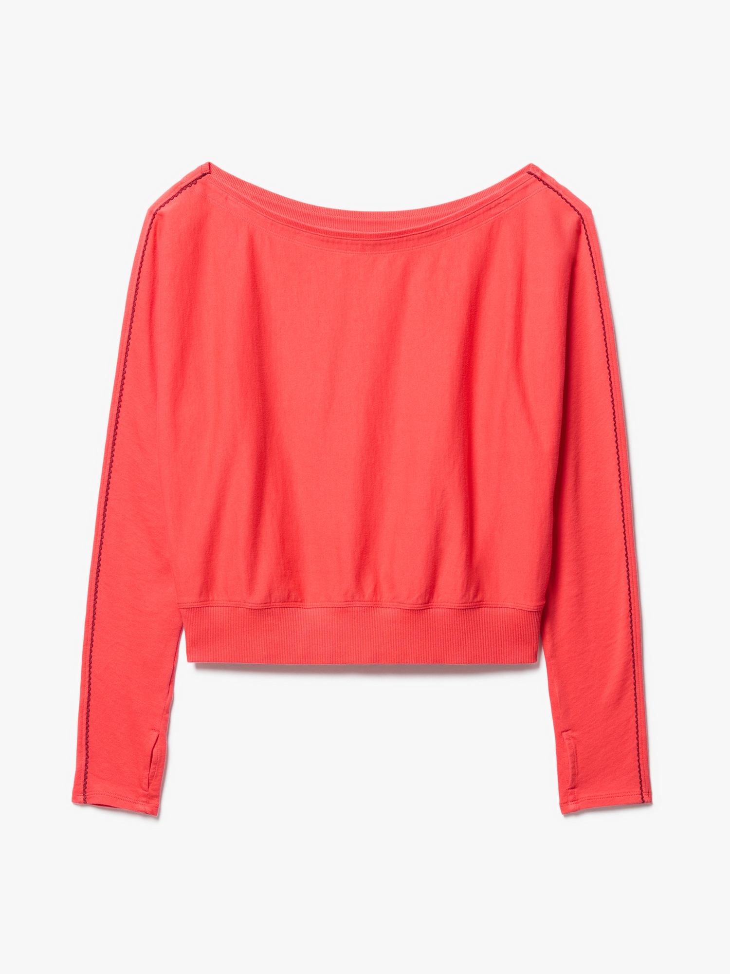 Airy Cotton Terry Boatneck Picot Sweatshirt
