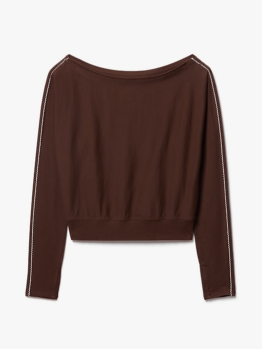 Image number 8 showing, Airy Cotton Terry Boatneck Picot Sweatshirt