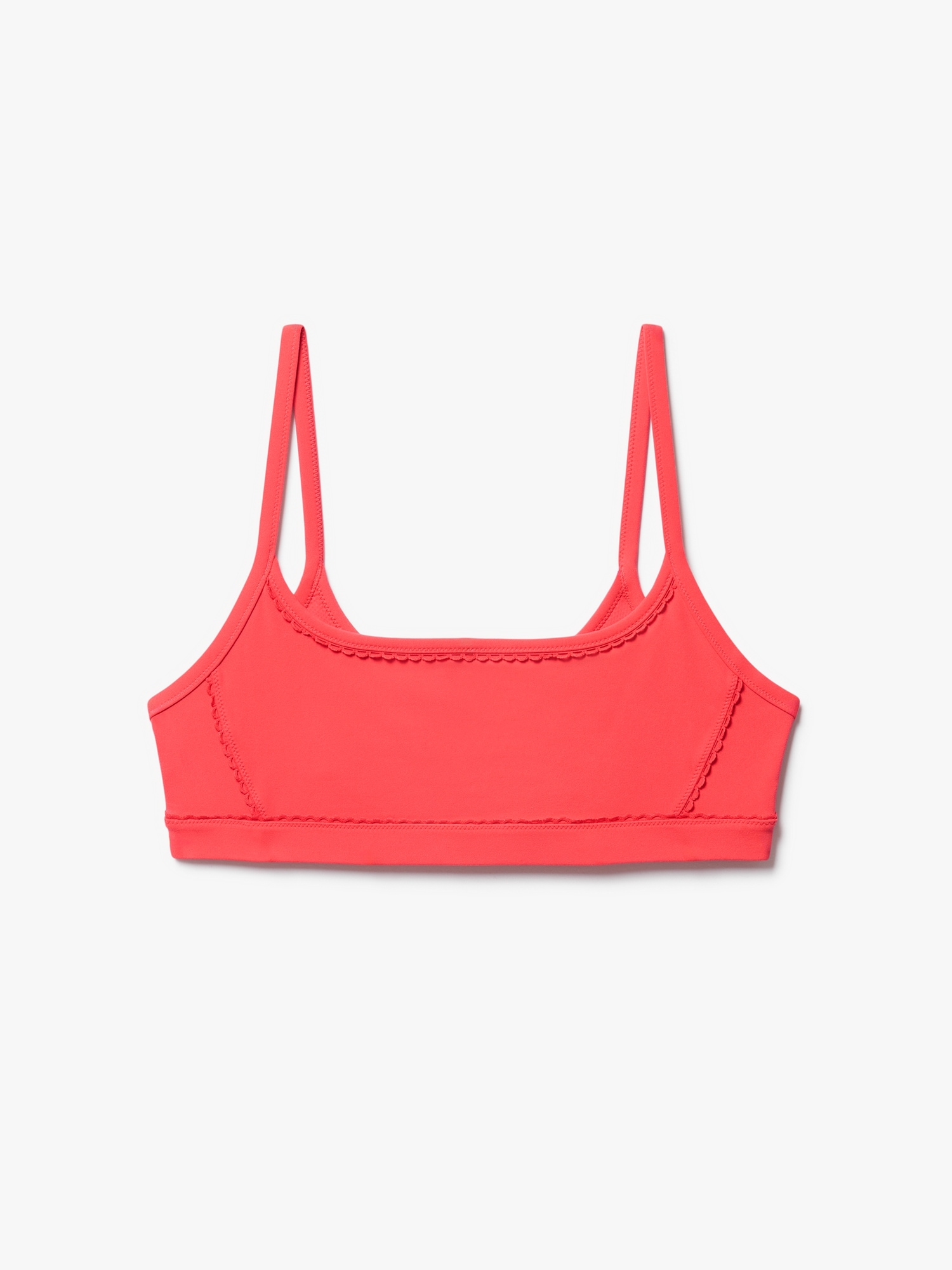 Square Neck Picot Sports Bra A-C