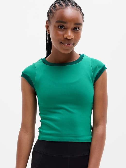 Image number 1 showing, Athleta Girl Rise Above Rib Finish Line Tee