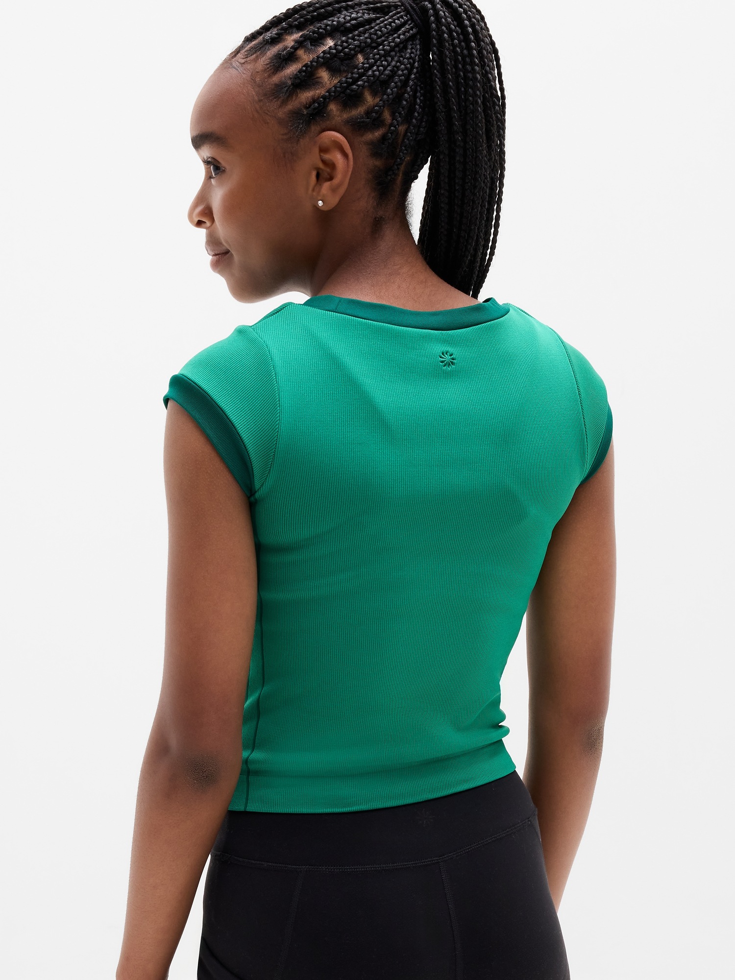 Футболка Athleta Rise Above Rib Finish Line для девочек, цвет: Laurel — фото 3