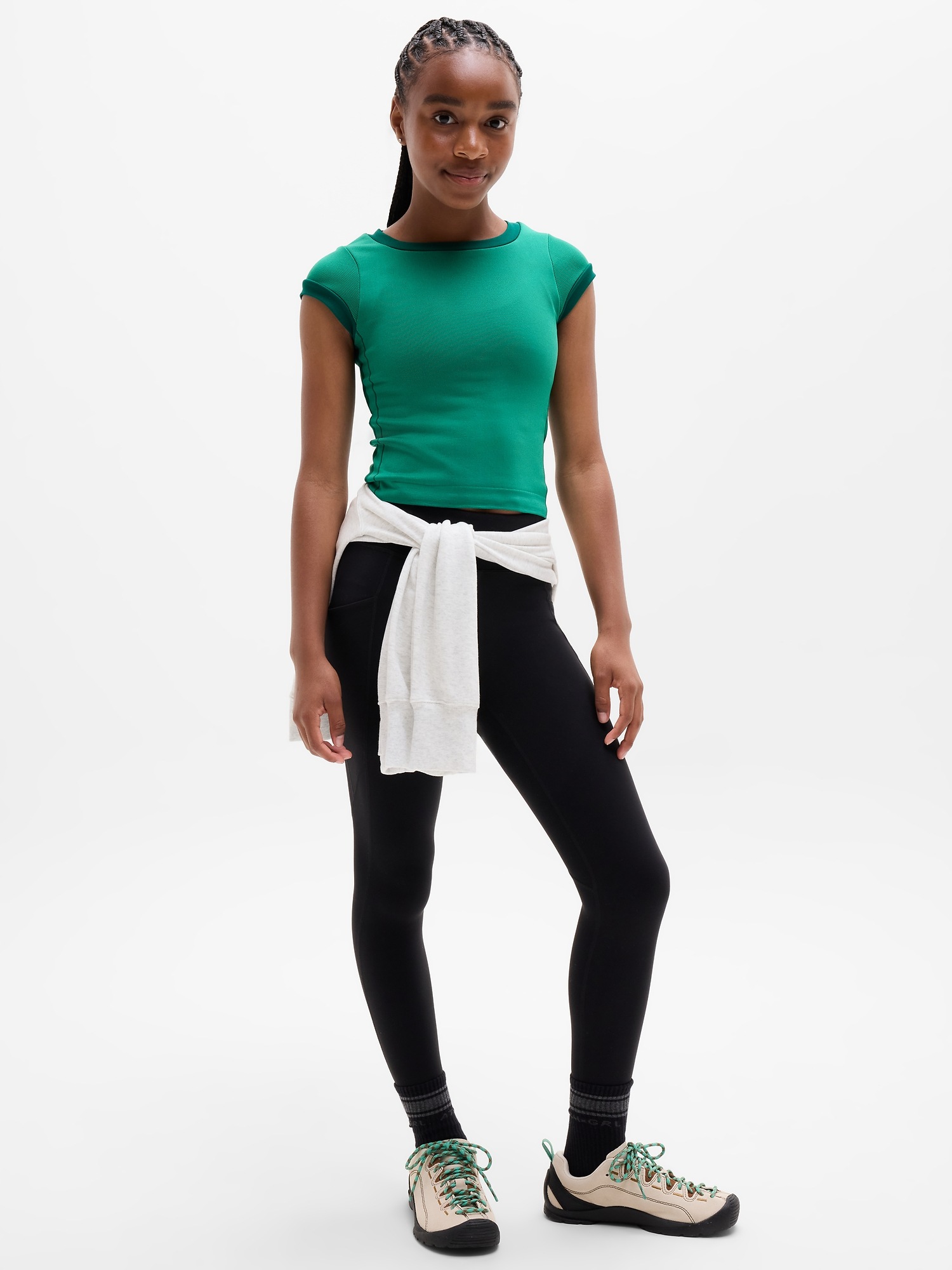 Футболка Athleta Rise Above Rib Finish Line для девочек, цвет: Laurel — фото 2