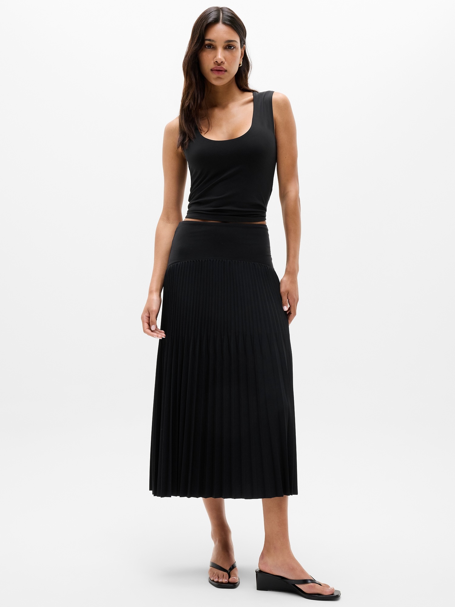 Женская юбка Athleta Featherweight Plissé Midi, цвет: Чёрный