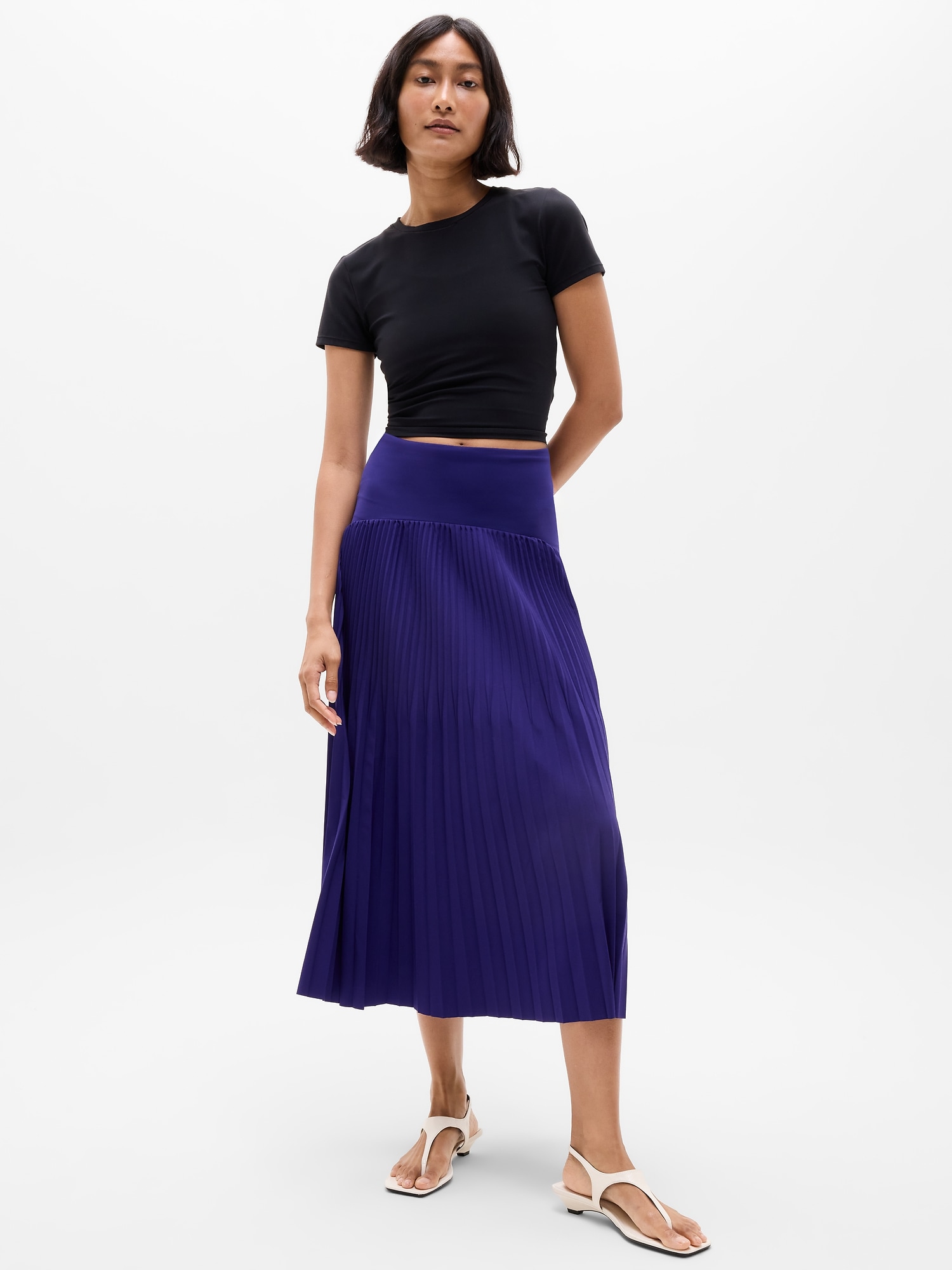 Featherweight Plissé Midi Skirt
