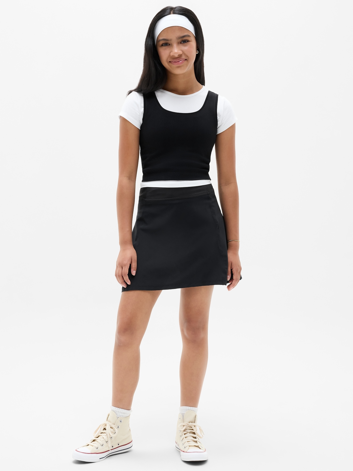 Юбка-шорты Athleta School Day Skort для девочек, цвет: Чёрный