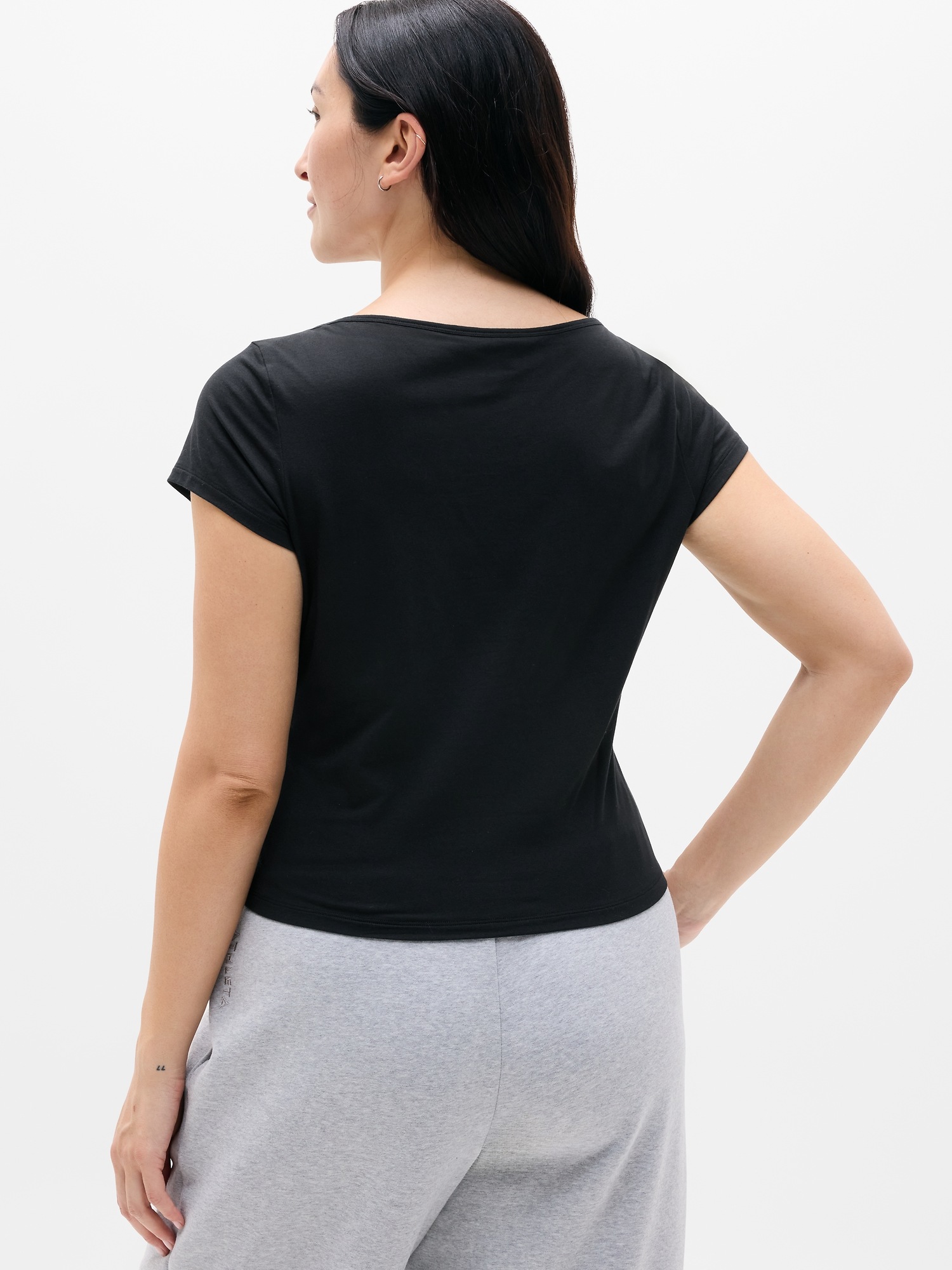 Женская футболка Athleta Foundation Cap Sleeve, цвет: Чёрный — фото 3