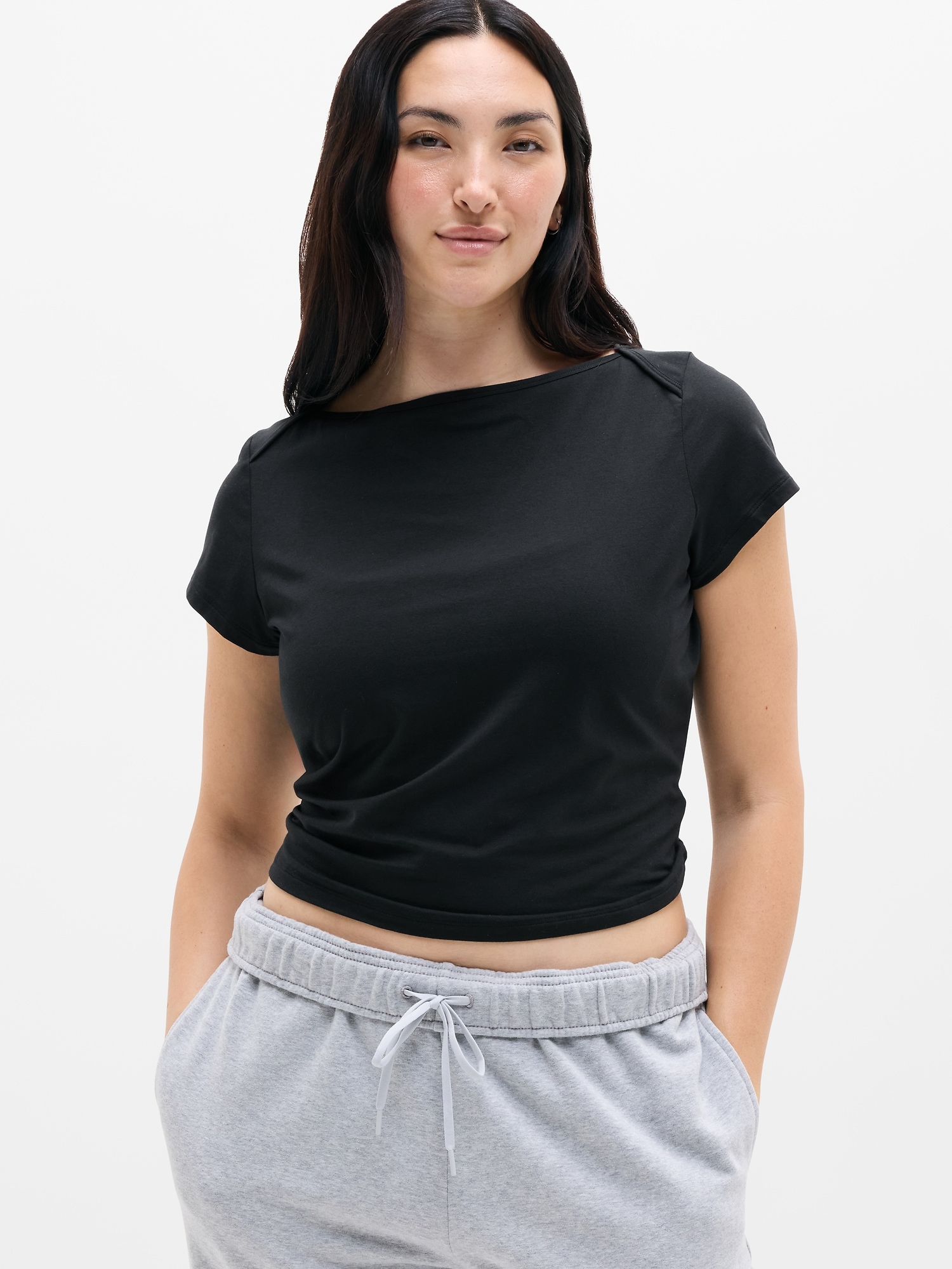 Женская футболка Athleta Foundation Cap Sleeve, цвет: Чёрный