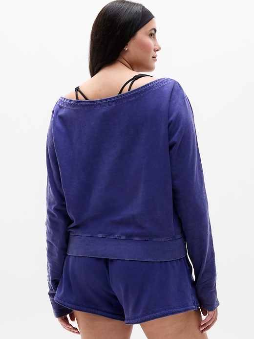Image number 5 showing, Airy Cotton Terry Snow Wash Boat Neck Sweatshirt