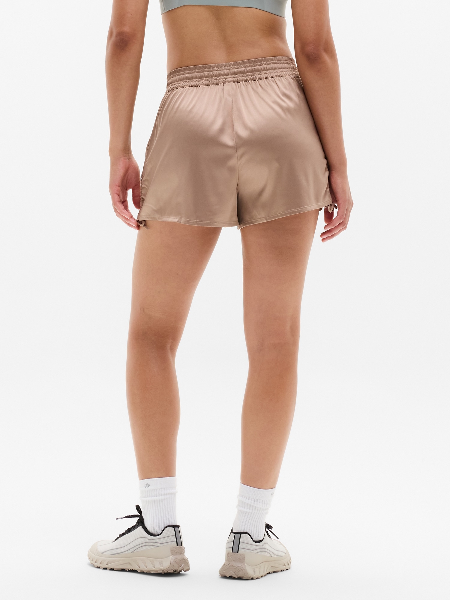 Featherweight Satin Ruched Run Short