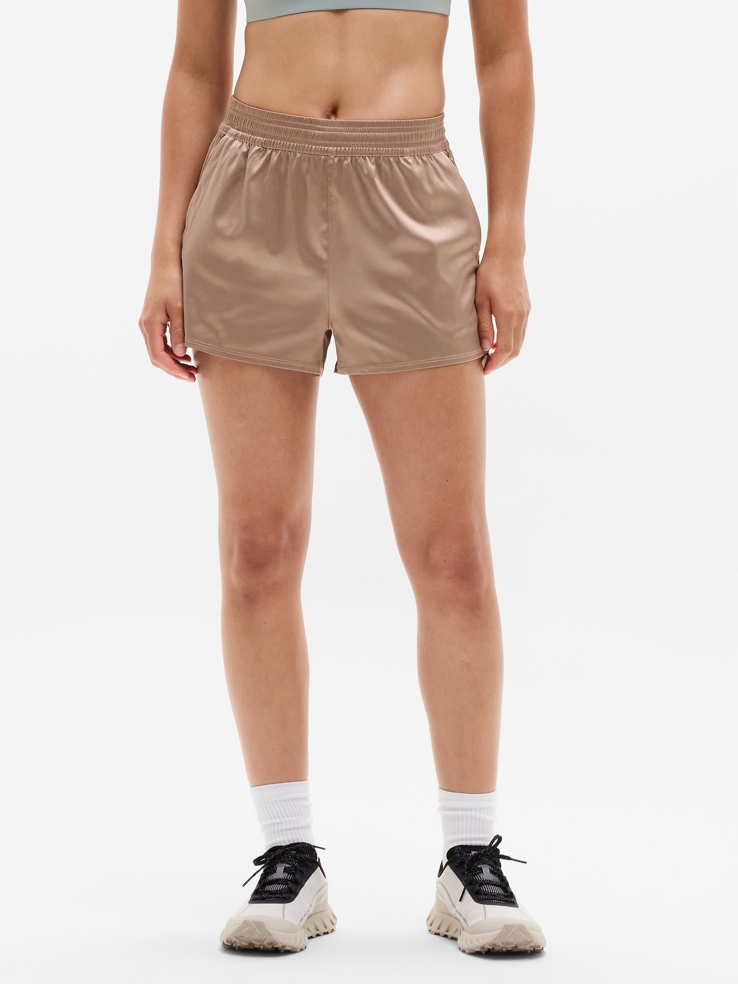 Featherweight Satin Ruched Run Short