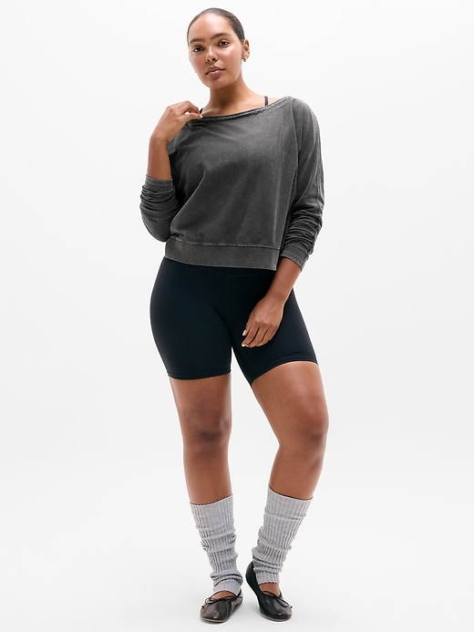 Image number 5 showing, Airy Cotton Terry Snow Wash Boat Neck Sweatshirt