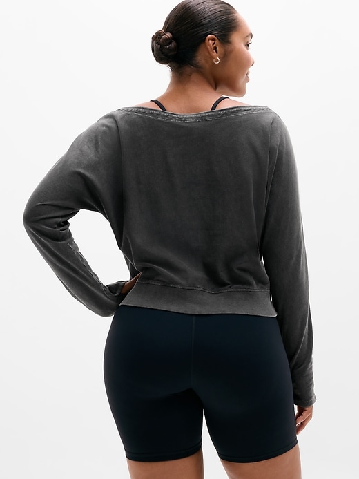 Image number 6 showing, Airy Cotton Terry Snow Wash Boat Neck Sweatshirt