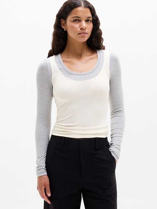 トップス LAYERED BRIGHT PLATING RIB TOPS Perfect Rib Layered Top | Athleta