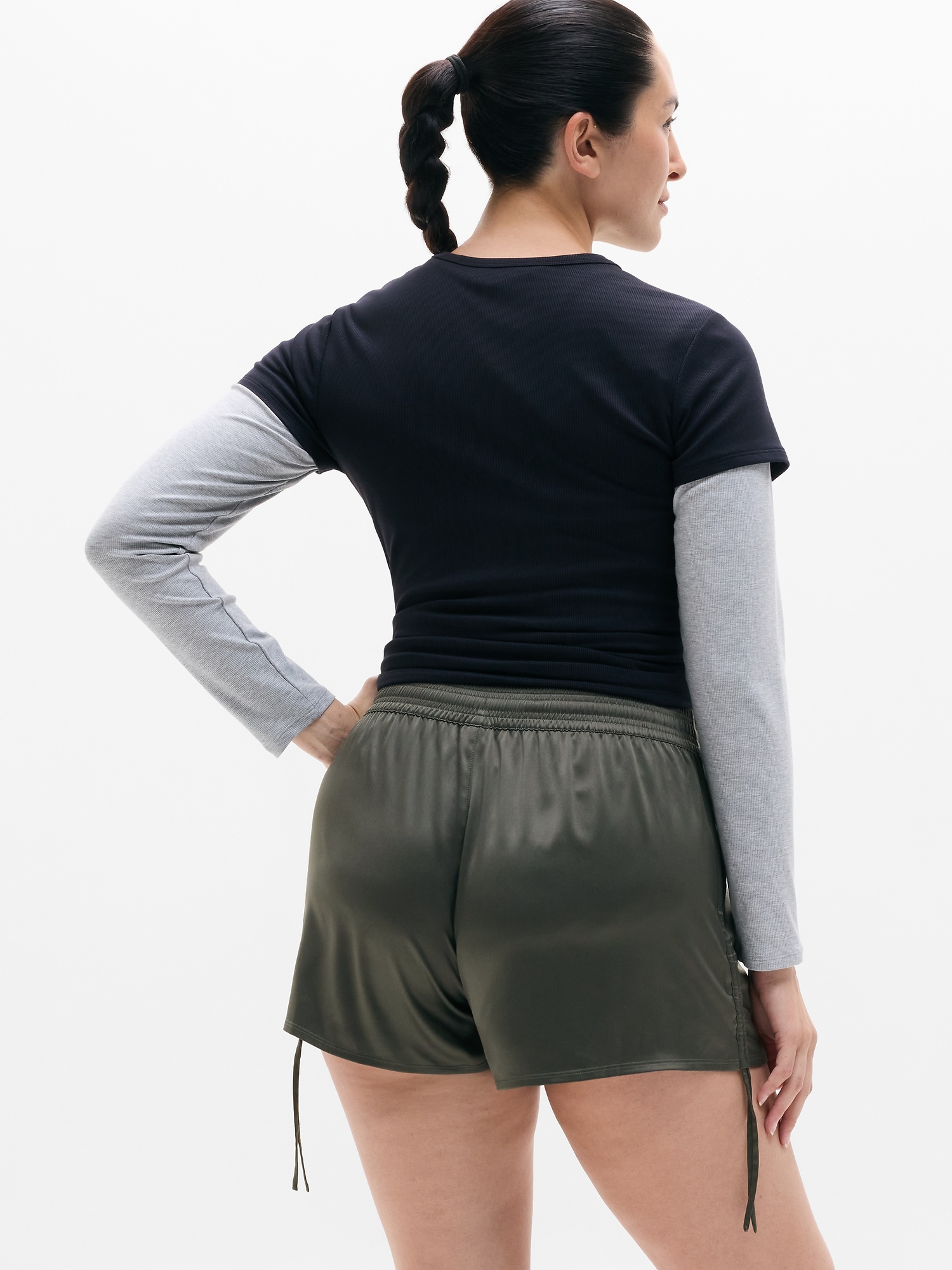 Featherweight Satin Ruched Run Short