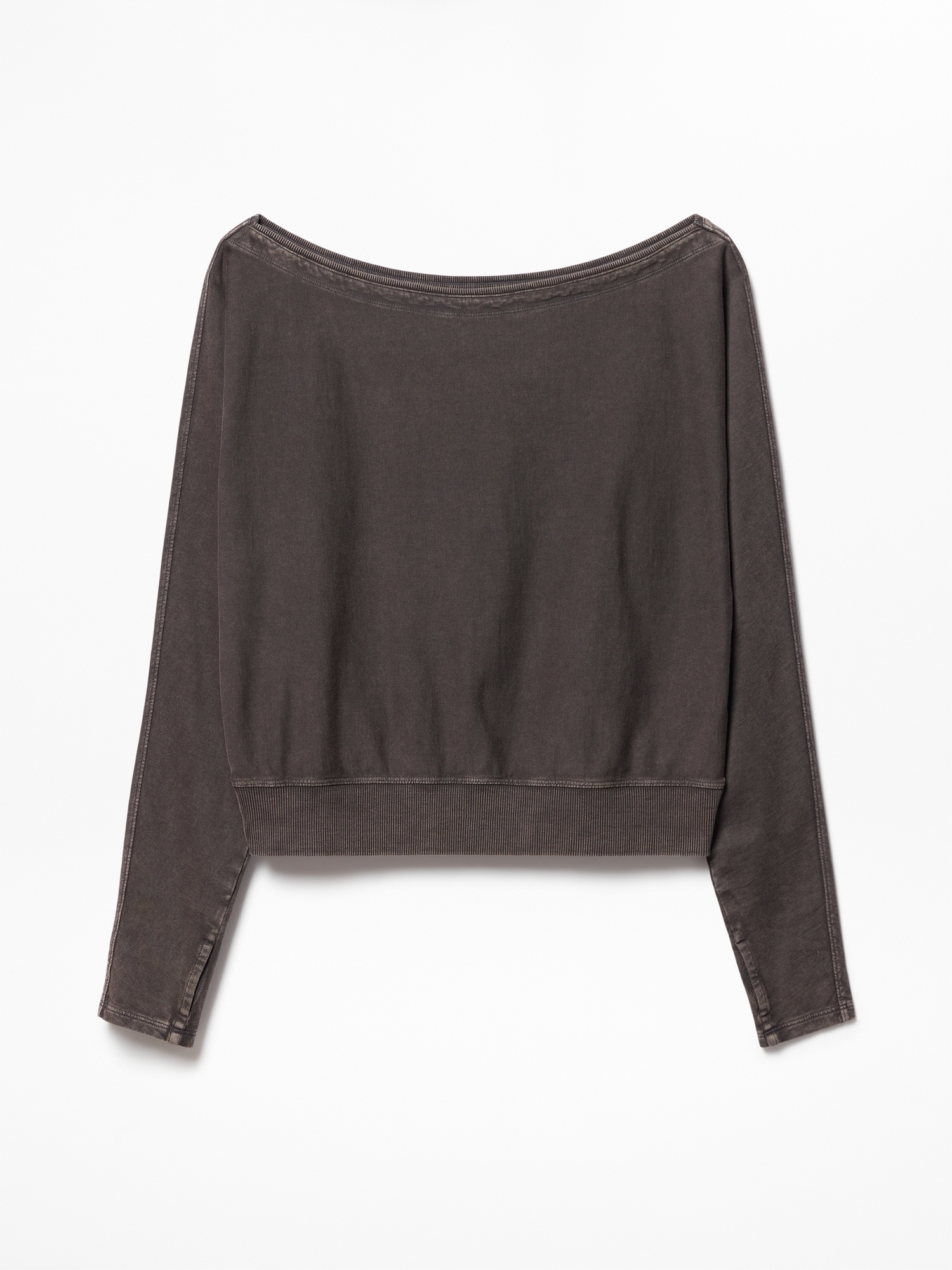 Airy Cotton Terry Snow Wash Boat Neck Sweatshirt