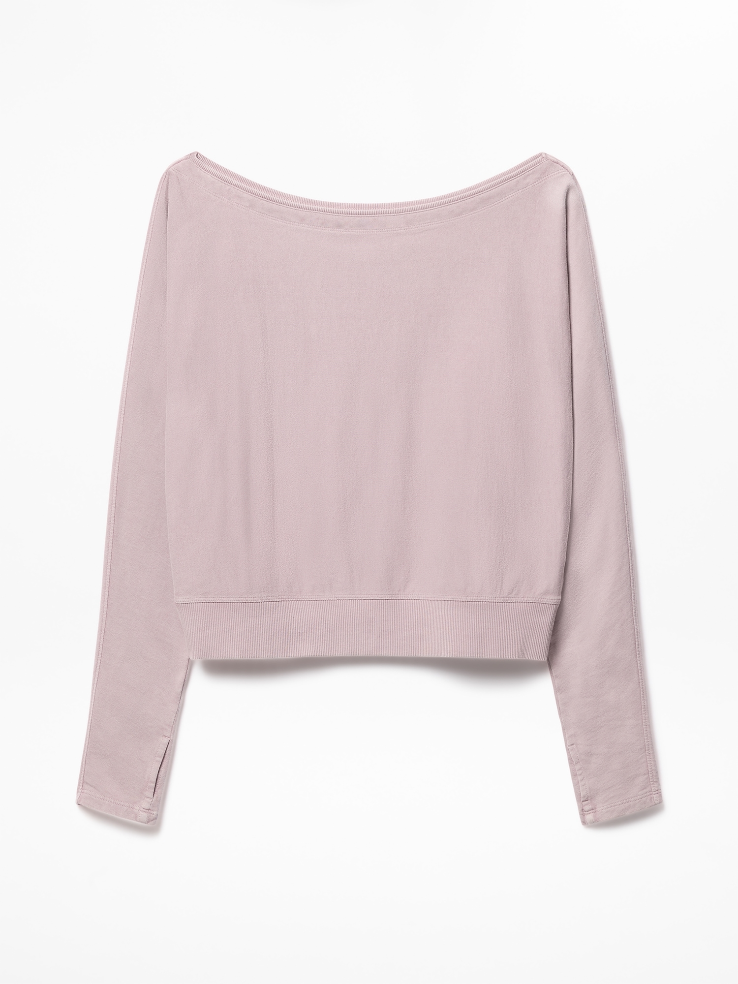 Airy Cotton Terry Snow Wash Boat Neck Sweatshirt