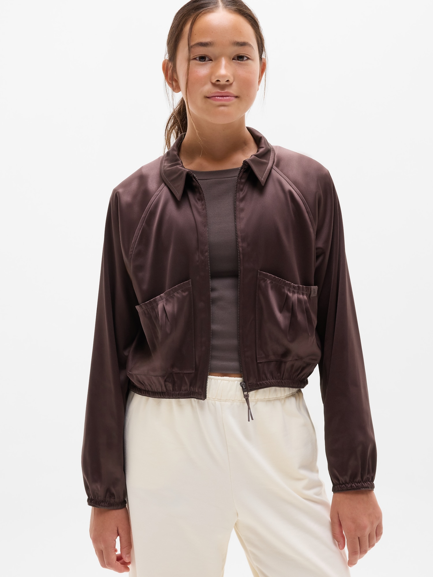 Athleta Girl Pleat Perfect Satin Jacket
