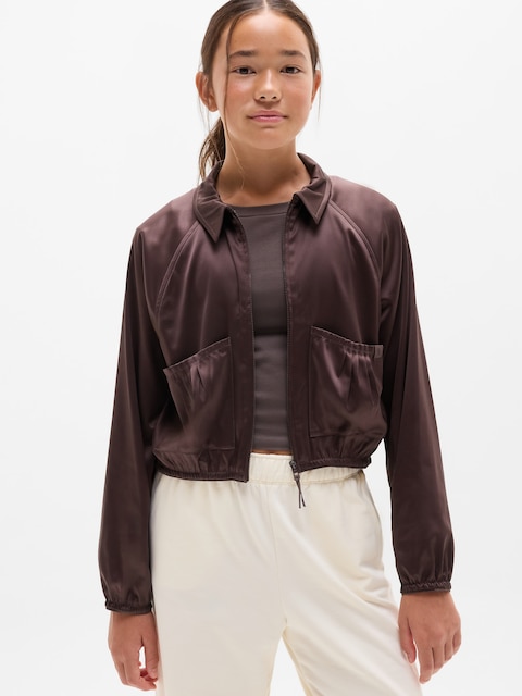 Athleta Girl Pleat Perfect Satin Jacket