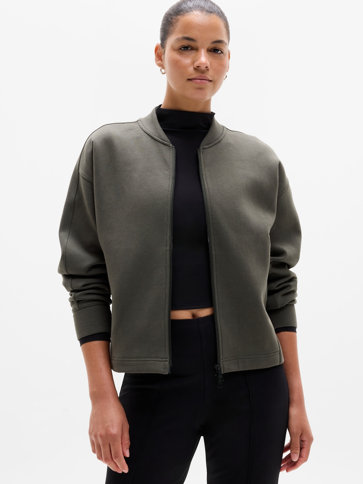 Athleta Form Knit Bomber Sweatshirt In Jungle