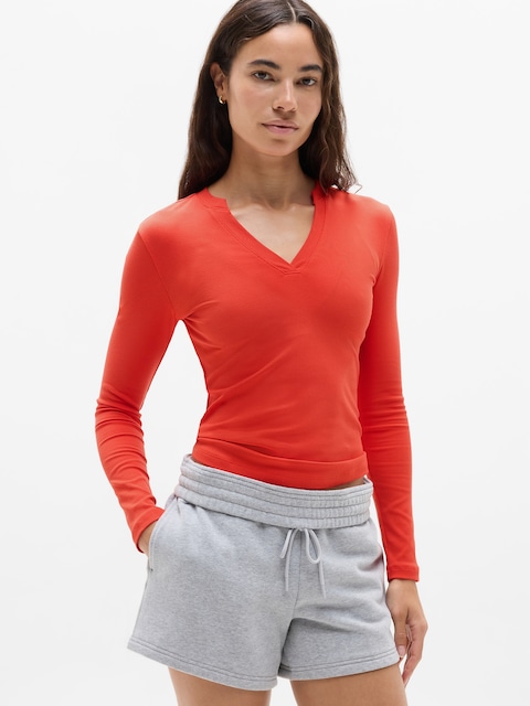 Signature Rib V-Neck Top