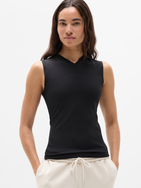 Signature Rib V-Neck Muscle Tank