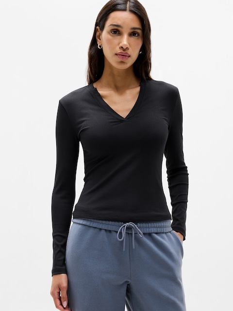 Signature Rib V-Neck Top