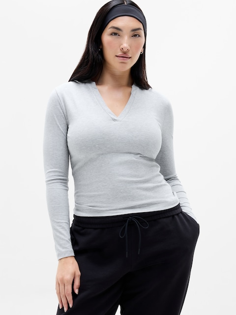 Signature Rib V-Neck Top