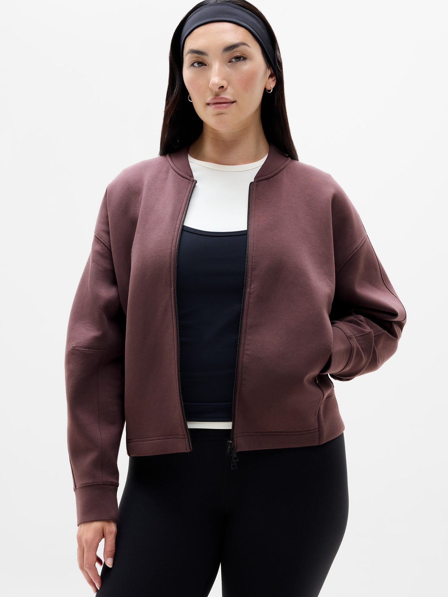Athleta Form Knit Bomber Sweatshirt In Nocturnal