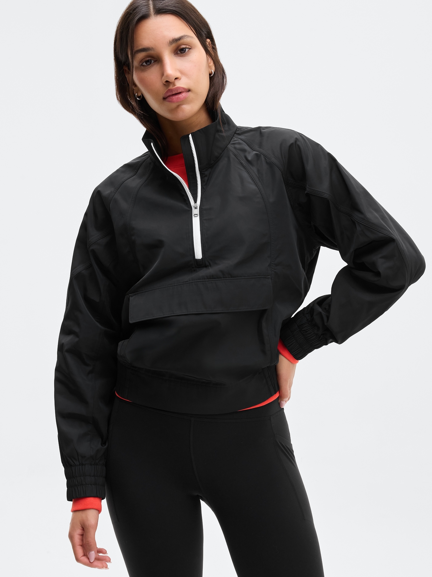 Athleta Half Zip Windbreaker In Black