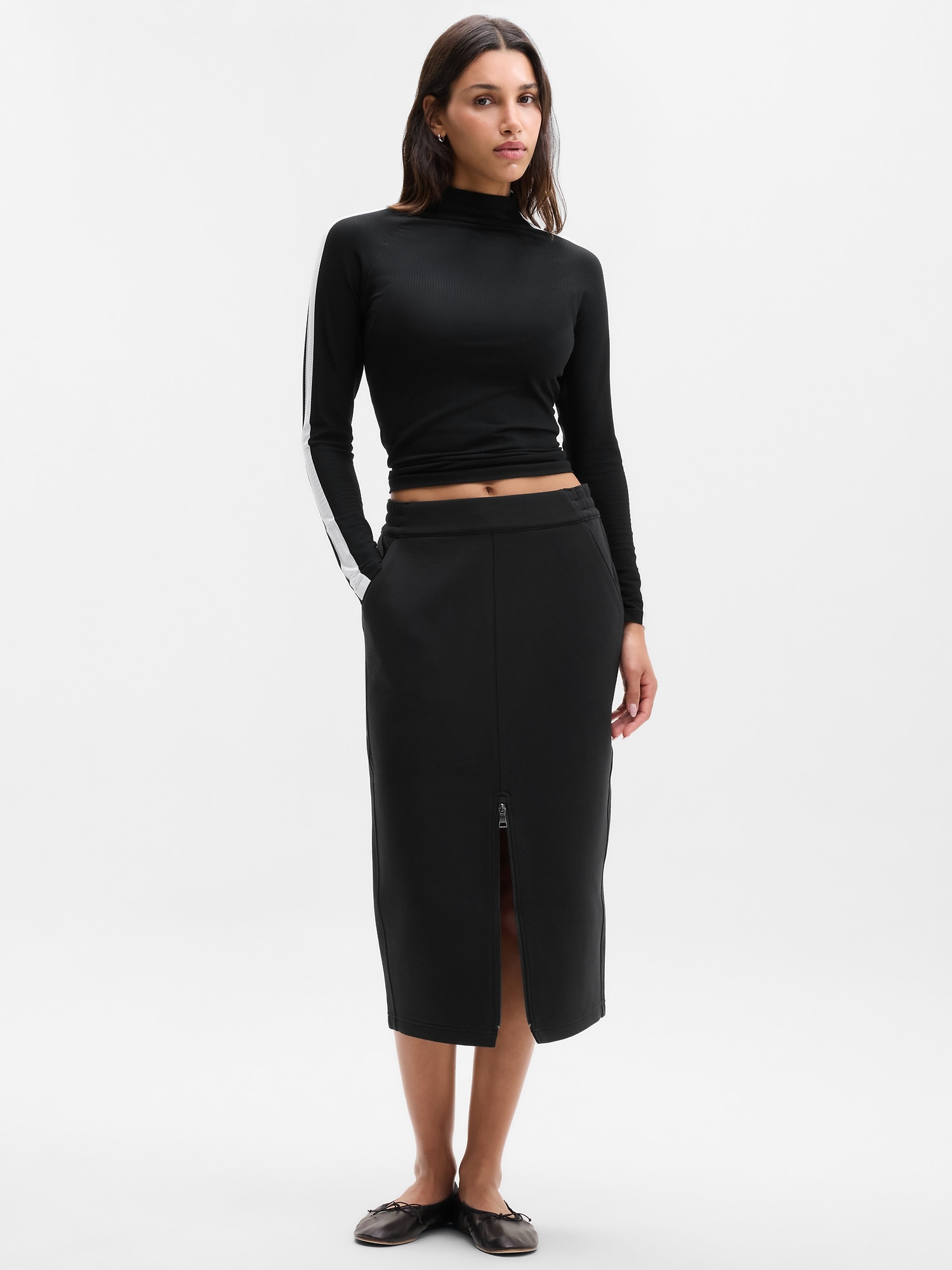 Женская юбка Athleta Form Knit Midi, цвет: Чёрный
