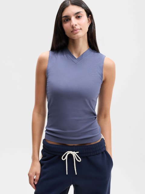 Signature Rib V-Neck Muscle Tank
