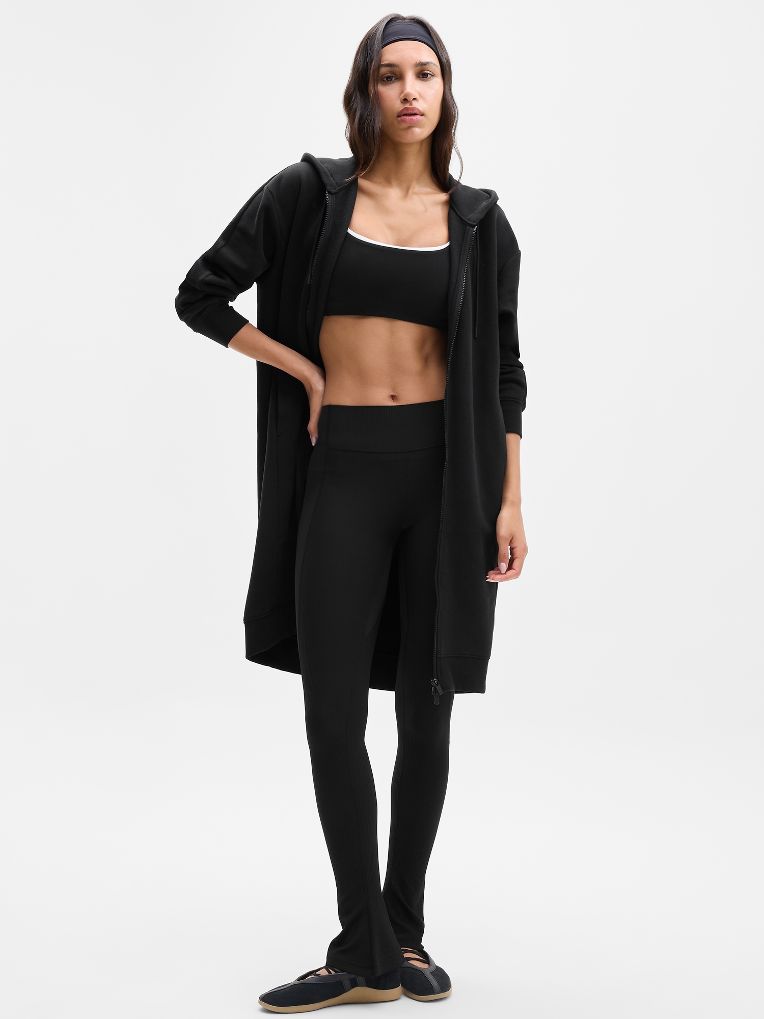 Женские куртки Athleta Forever Fleece Long Full Zip, цвет: Чёрный