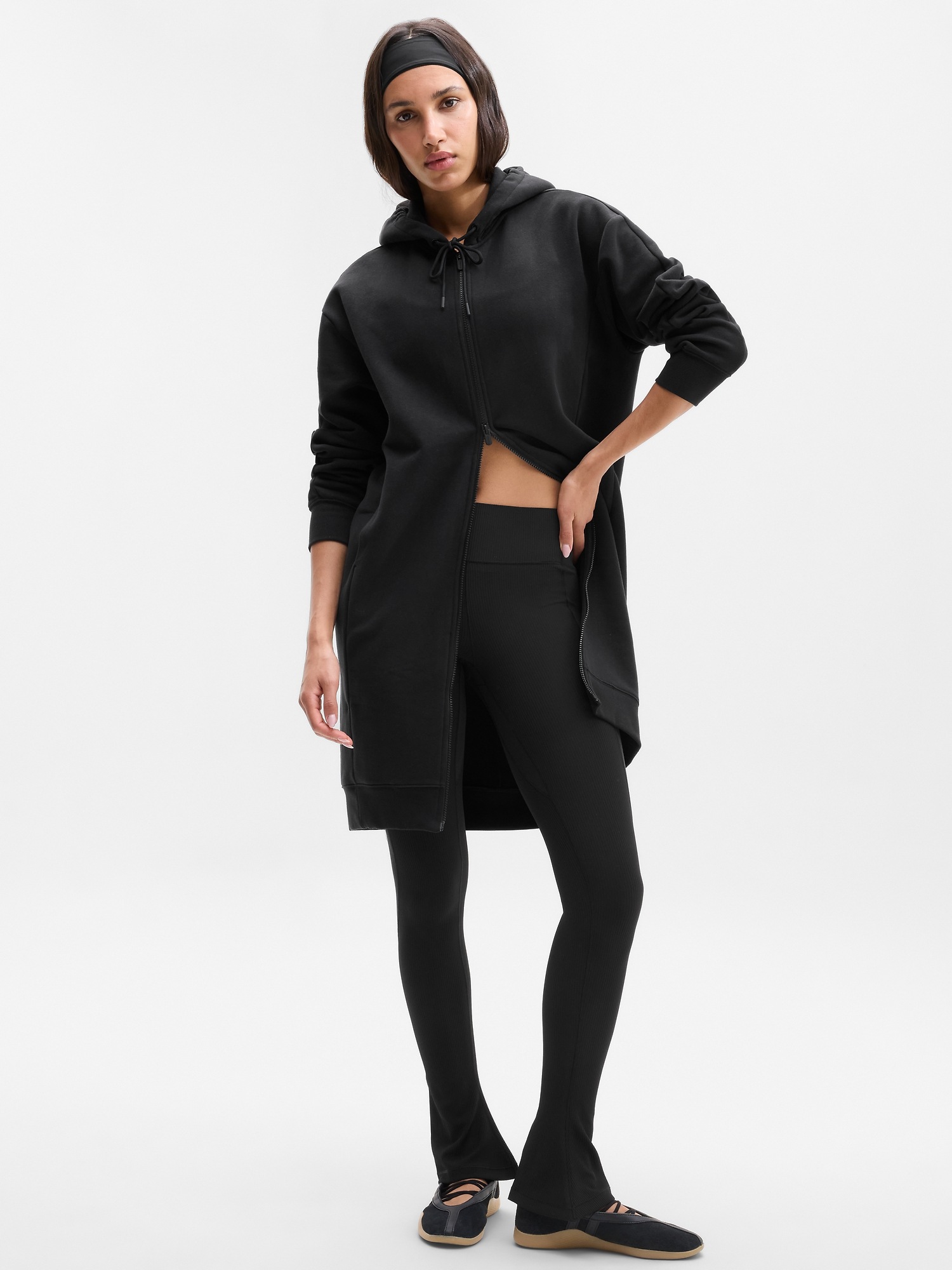 Женские куртки Athleta Forever Fleece Long Full Zip, цвет: Чёрный — фото 2