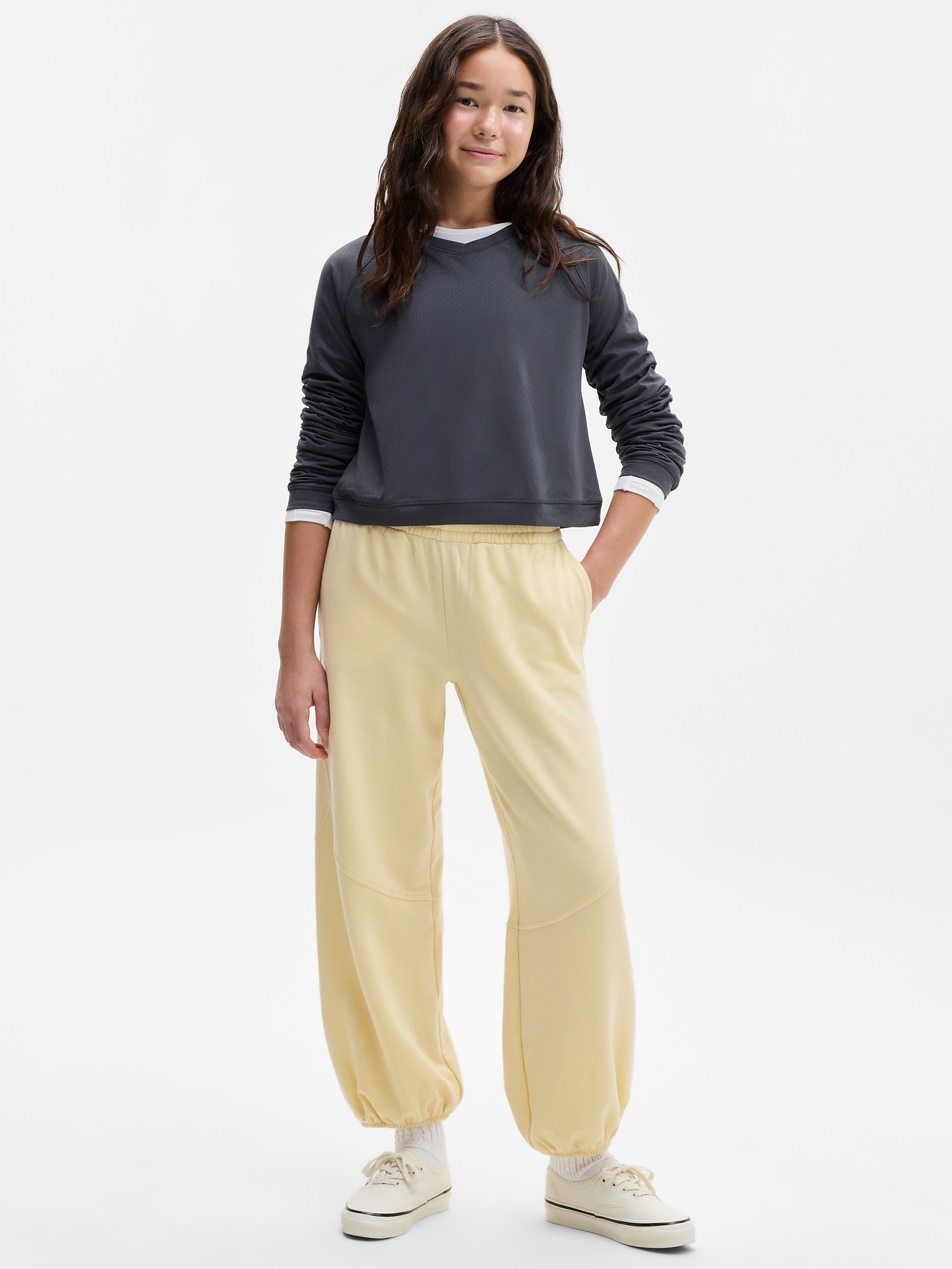 Топ Athleta Practice Mesh Jersey для девочек, цвет: Пепельный — фото 2