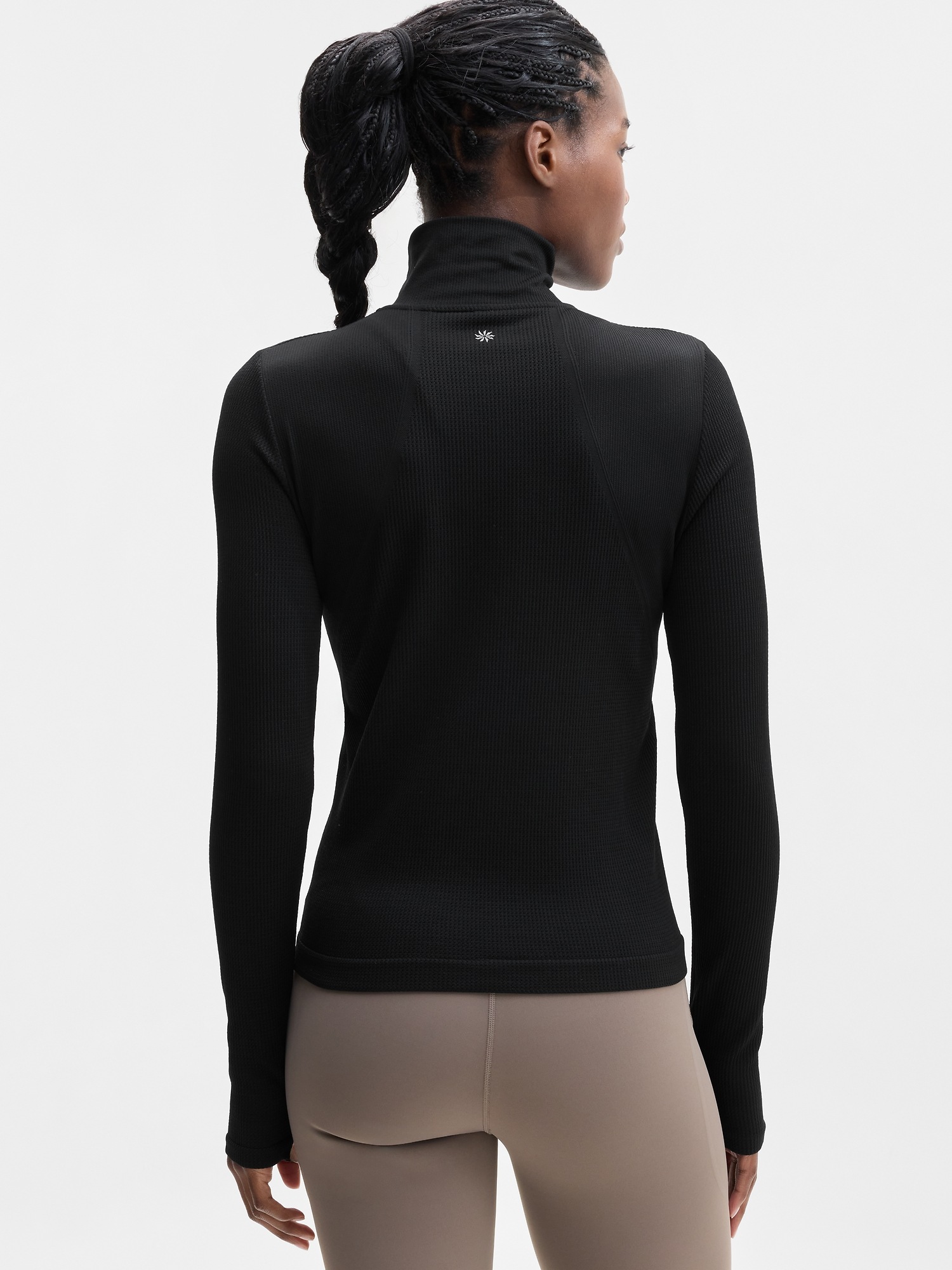 Женский топ Athleta Flurry Seamless Henley, цвет: Чёрный — фото 3