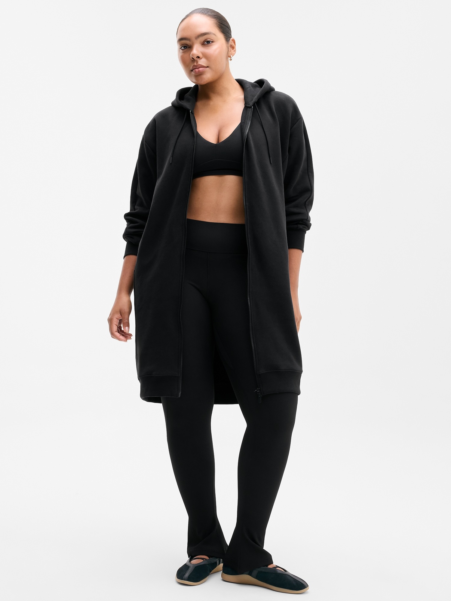 Женские куртки Athleta Forever Fleece Long Full Zip, цвет: Чёрный — фото 4