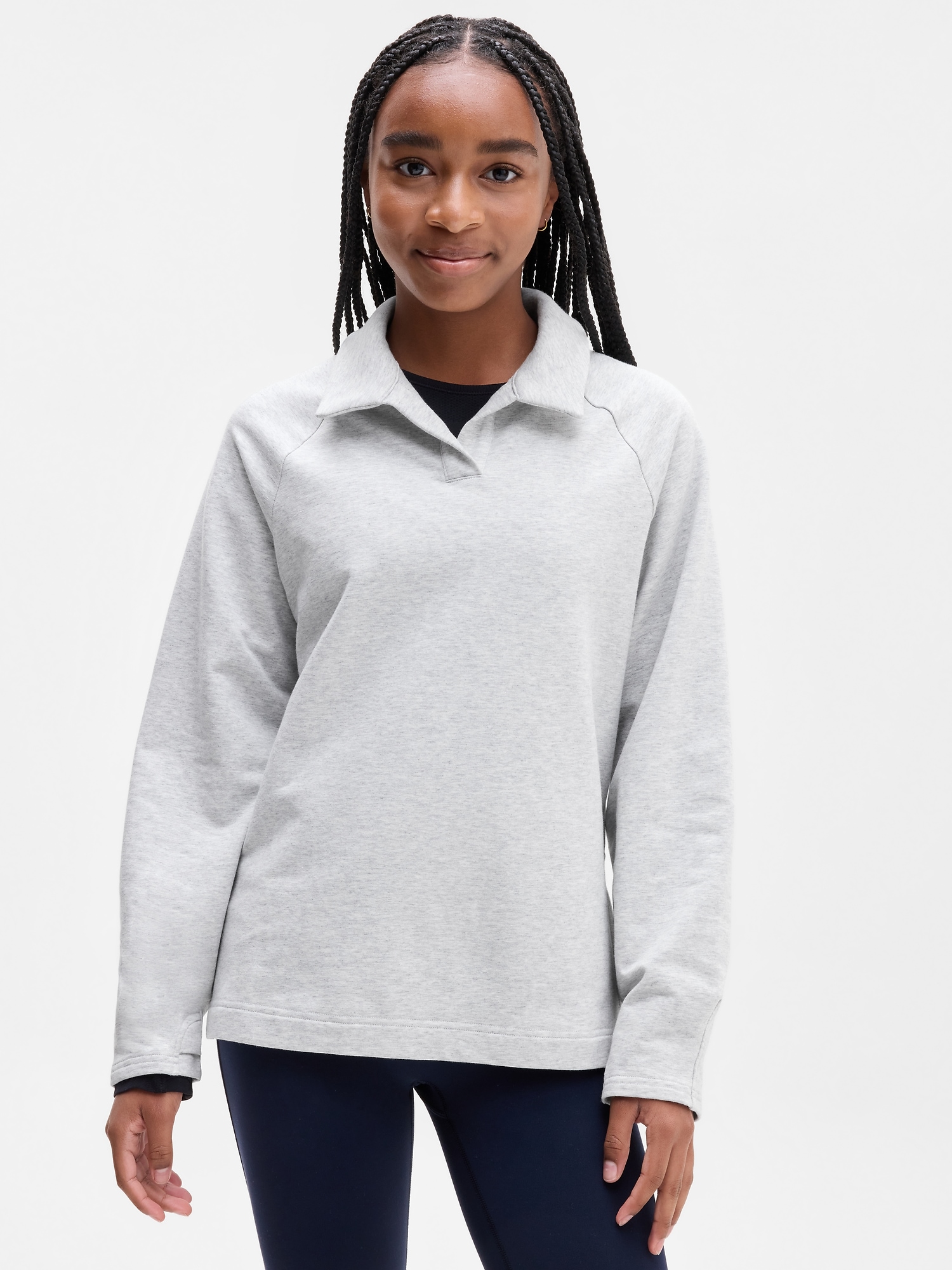 Поло Athleta All Day Rugby Polo для девочек, цвет: Серый меланжевый