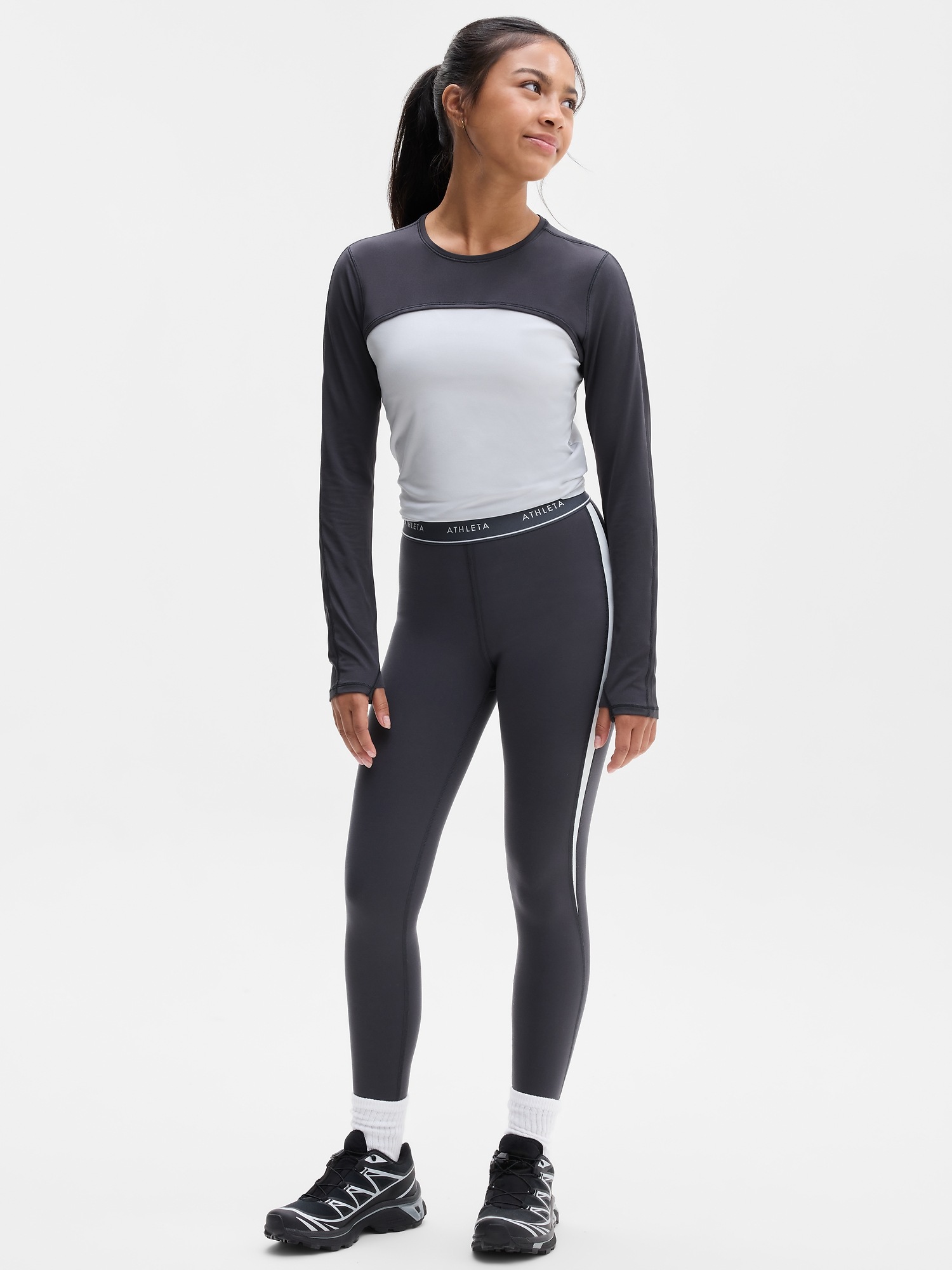 Топ Athleta Practice Shrug для девочек, цвет: Пепельный — фото 2
