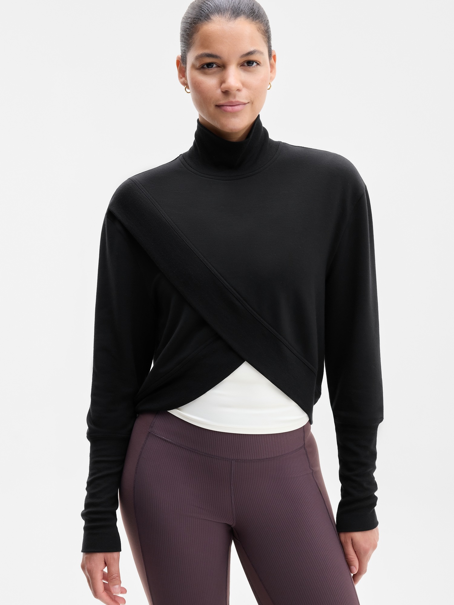 Женская толстовка Athleta Coaster Luxe Mock Neck, цвет: Чёрный