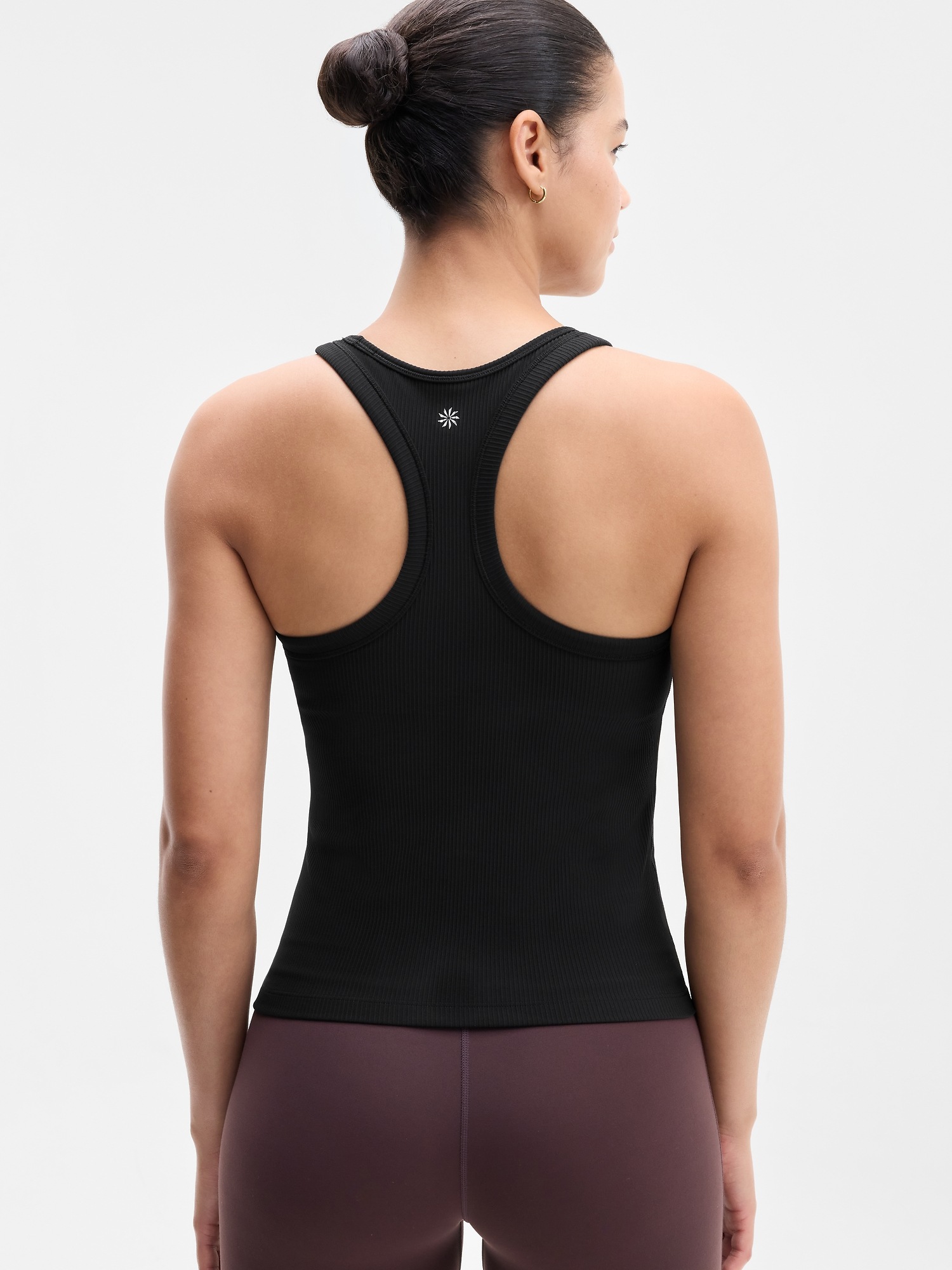 Женский топ Athleta Reset Rib Built In Bra Tank, цвет: Чёрный — фото 3
