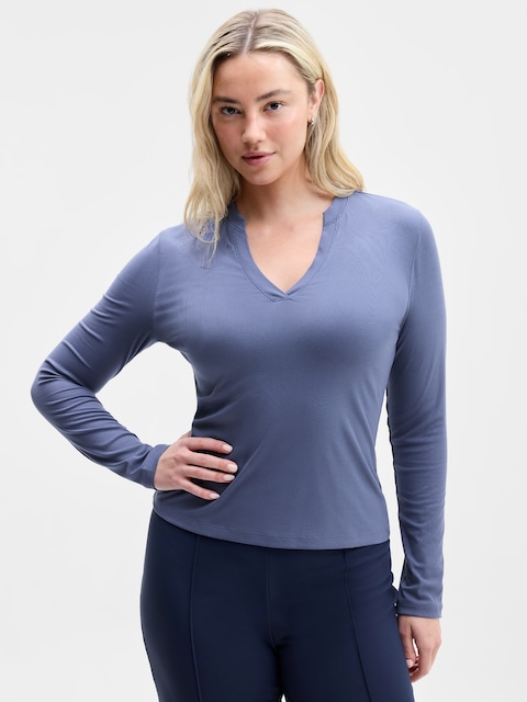 Signature Rib V-Neck Top