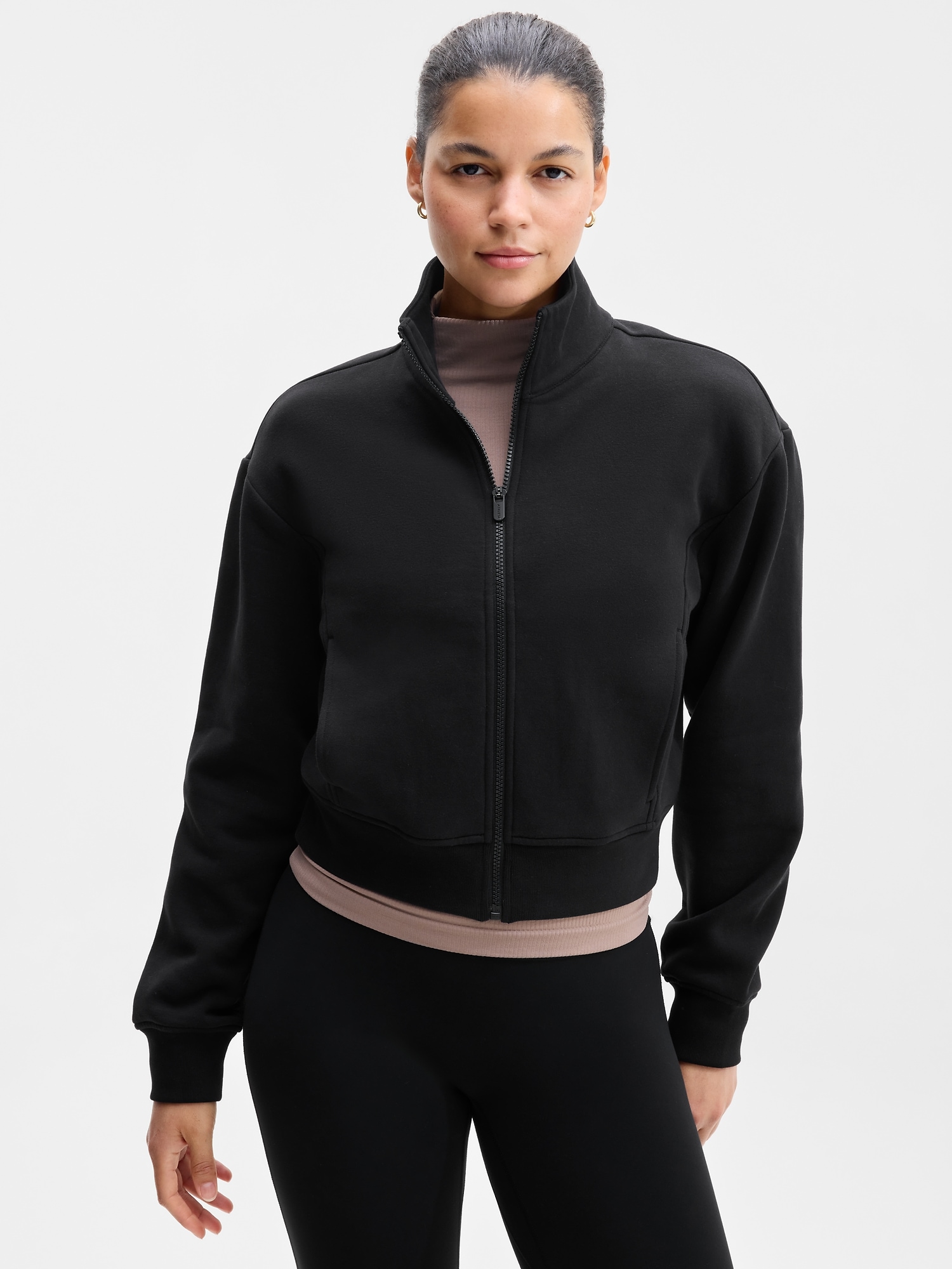 Женская куртка Athleta Forever Fleece Track, цвет: Чёрный